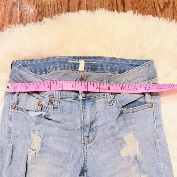 Distressed Skinny Jeans Light Wash Ripped Denim Size 3 Y2K Festival Special A - Picture 8 of 10